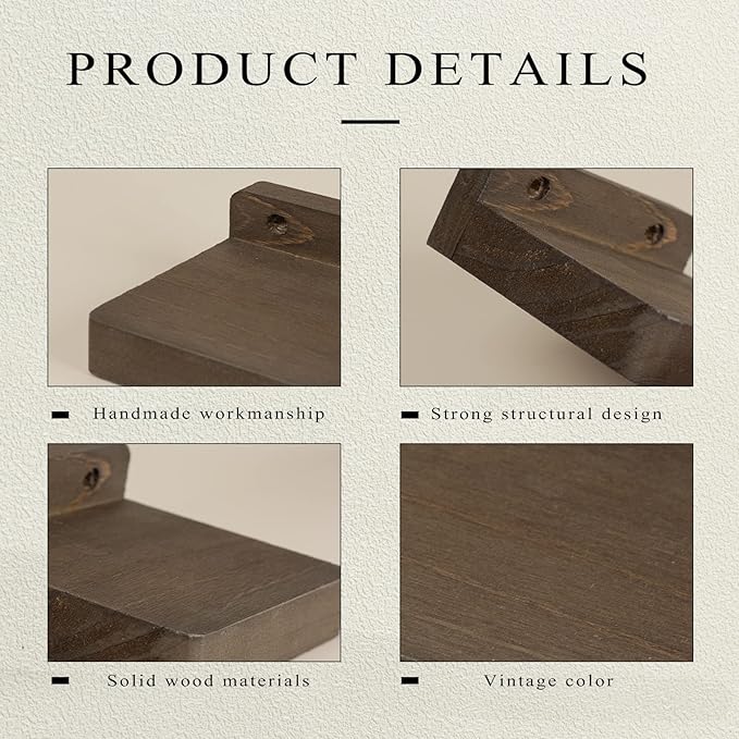 Freezing point Small Floating Shelf for Wall Set of 4 Natural Wood 4Inch Mini Wall Shelves Decor Plant Display Collectibles Mounted Kitchen Bathroom Bedroom Corner Decorative Storage Tiny Stand Coffee