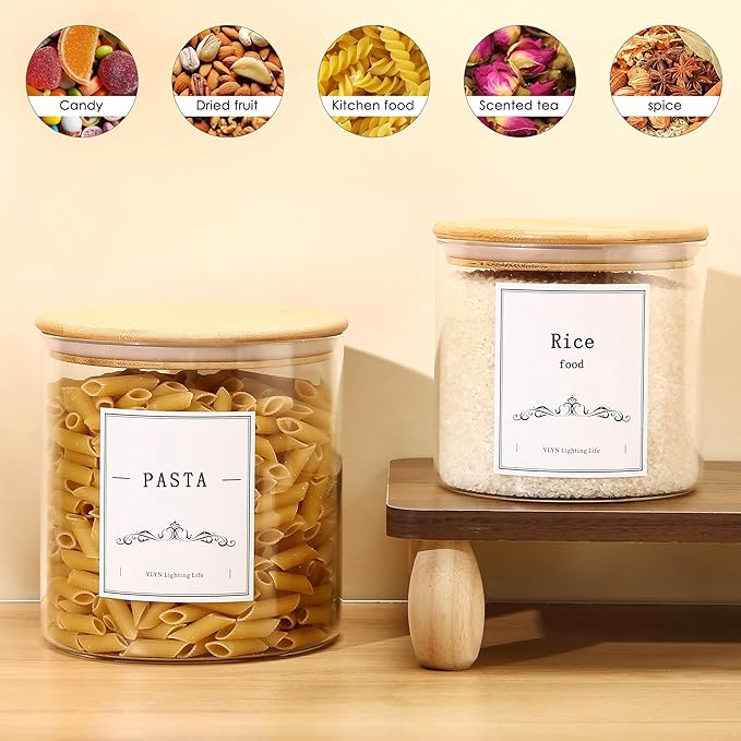 Brown Sugar Container- Cookie Jar (64oz/102oz) Set of 2-Large Glass Jar With Lid- Glass Jars Kitchen Canisters With Airtight Bamboo Lids- Food Storage Containers For Flour Sugar Cereal, Egg-NeatNest