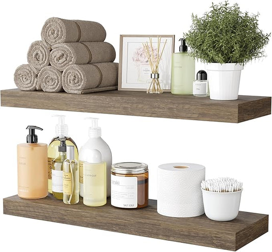 BAMEOS Floating Shelf, 24x6 Wall Shelf,Decor Wall Mounted Shelves,Hanging Shelf Set for Bathroom Kitchen Living,Kitchen,Room Bedroom Storage-NeatNest