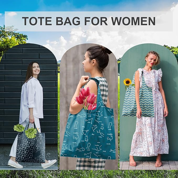 BeeGreen Reusable Grocery Bags Foldable Reusable Gift Bags Shopping Bag With Handles Polyester Grocery Tote Bulk Travel Tote Bag For Women Cloth Shopping Basket Washable Holiday Travel-NeatNest