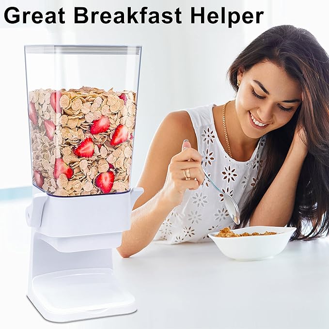Cereal Dispenser Countertop 2Pc, Cereal Containers Storage, 5L Organization and Storage Containers for Kitchen, Dry Food Dispenser for Rice, Grains, Nuts, Snack,Oatmeal, Pet food, White-NeatNest
