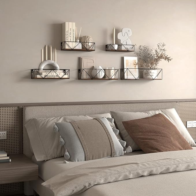 CRUGLA Bathroom Shelves Wall Mounted Set of 5, Hanging Storage Floating Shelf for Bathroom, Kitchen, Bedroom, Living Room Home Decor-NeatNest