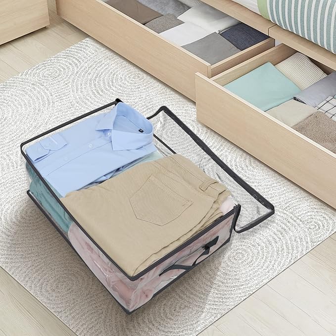 Fixwal 6pcs Clear Blanket Storage Bags with Zipper, Plastic Storage Bags for Closet Clothes Comforter Toys Sweaters Bedding, Bed Sheet Organizers (35L, 9.5 Gallons)-NeatNest