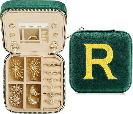 Jenria Mothers Day Gifts for Mon, Travel Jewelry Case for Women, Jewelry Organizer, Jewelry Box, Unique Gifts, Personalized Gifts for Her, Birthday Gifts for Mom, Teen Girl, Girlfriend, Green, R-NeatNest
