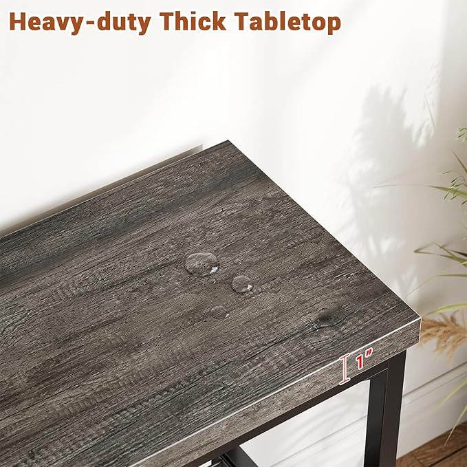 32" Small Console Table, 3-Tier Entryway Table, Sofa Table with Mesh Shelves, Console Tables for Living Room, Bedroom, Hallway, Entryway, Foyer, Grey-NeatNest