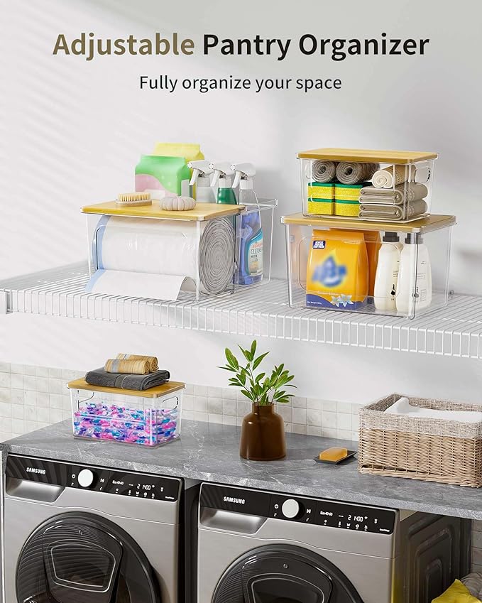 Trash Bag Dispenser Holder - 3 in 1 Acrylic Plastic Garbage Bag Pantry Organizer, Clear Large Laundry Pods Container with Lid, Stackable Under Sink Kitchen Laundry Room Organization and Storage-NeatNest