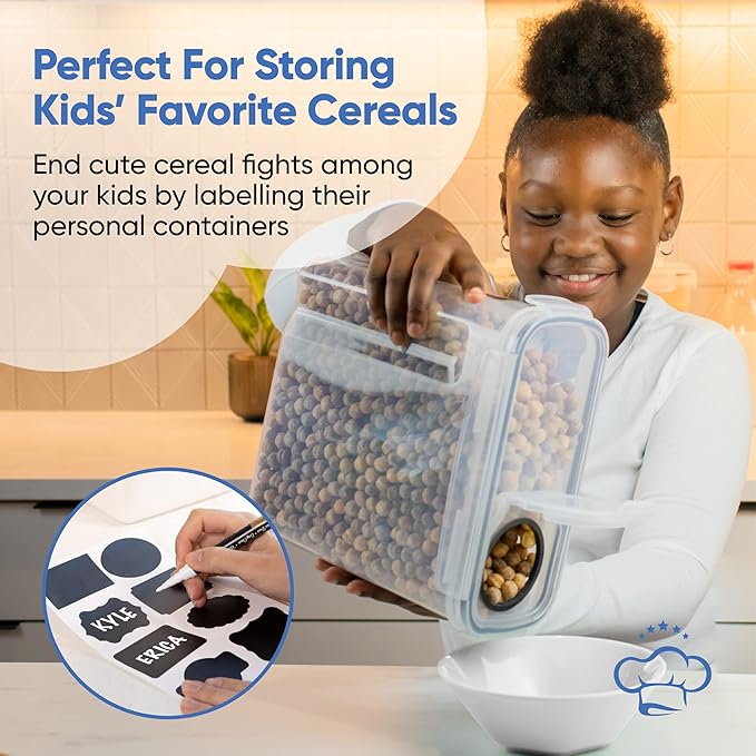 Cereal Containers Storage Set Large (4L,135.2 Oz), Airtight Food Storage Containers for Kitchen & Pantry Organization, Cereal Storage Container Set for Crunchiness, BPA Free Dispenser Keepers (4)-NeatNest