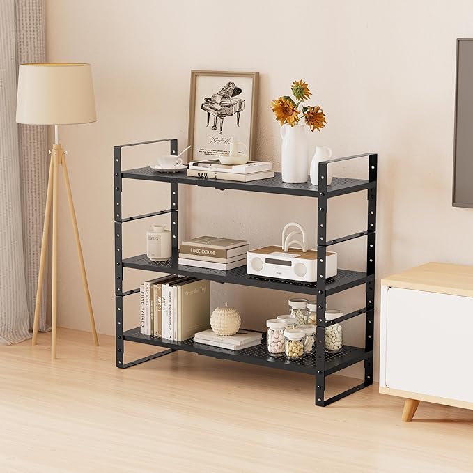 Multi-Functional Metal Shoe Rack, Space-Saving, Perfect for Entryway, Closet, Bathroom, etc. - Sturdy and Durable, High Weight Capacity（2PACKS/Black/Large-NeatNest