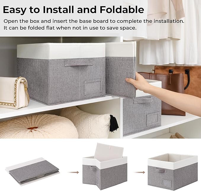 GRANNY SAYS Fabric Storage Bins for Clothes, Closet Organization Bins with Handles, Decorative Storage Box, Jumbo, 3-Pack