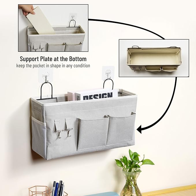 2pcs Large Wall Hanging Storage Bag, Door Closet Linen Fabric Pockets Organizer, Waterproof Multi Functional for Living Room Bedroom Bathroom Kitchen Office RV Camper with Hooks Grey-NeatNest