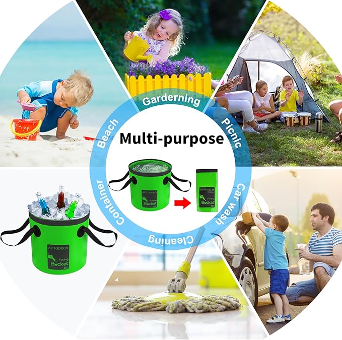 AUTODECO Collapsible Bucket 5 Gallon Container Folding Water Bucket Portable Wash Basin 20L-NeatNest