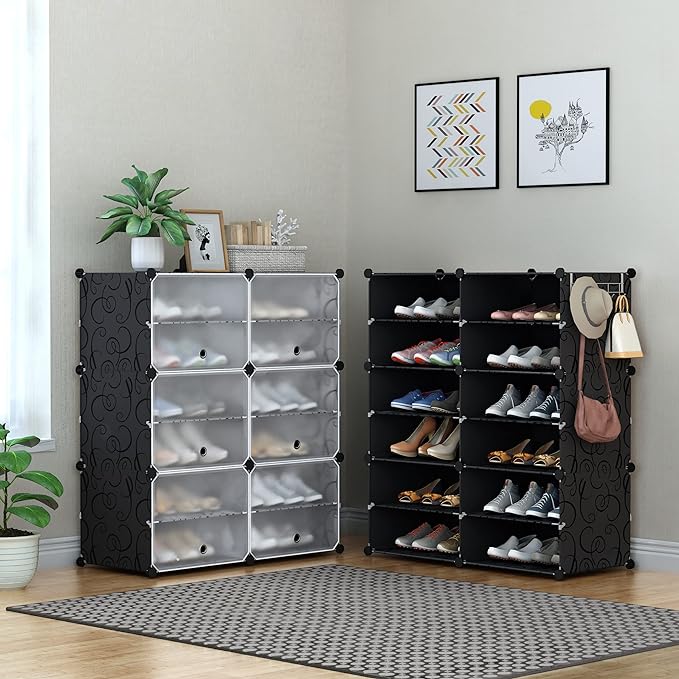 HOMIDEC Shoe Rack Organizer, 6 Tier Storage Cabinet 24 Pair Plastic Shoe Shelves for Closet Hallway Bedroom Entryway-NeatNest