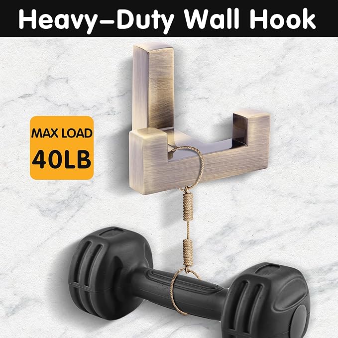 5 Pack Heavy Duty Coat Hook Wall Mount with Screw Retro Double Coat Hook Utility Hook for Coats, Scarves, Bags, Towels, Keys, Hats, Mugs (Bronze)