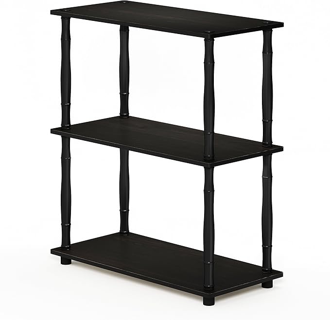 Furinno Turn-N-Tube 3-Tier Compact Multipurpose Shelf Display Rack with Classic Tube, Espresso/Black-NeatNest