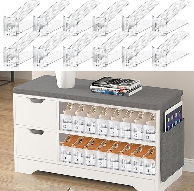 Shoe Slots Organizer for Closet,6 Pack Shoe Stacker Shoe Rack Organizer for Closet Space Saver Storage Shoe Holder Organization(Transparent)-NeatNest