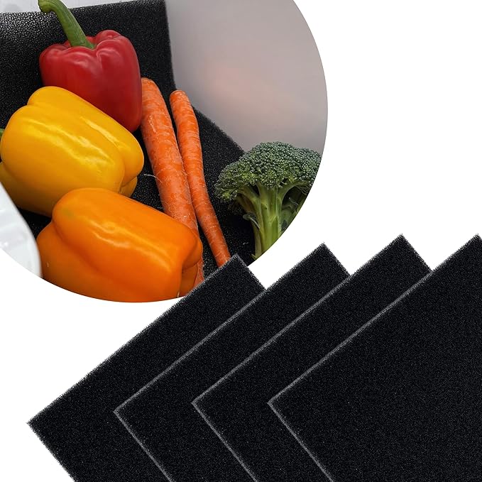 Bluapple FreshMats, Refrigerator Bin Liner, Fridge Drawer Mats, Crisper Life Extender Liner Keeps Produce Fresh Longer, Anti-Bruising, for Air Circulation, Washable & Reusable (4-Mats, 12x15, Black)