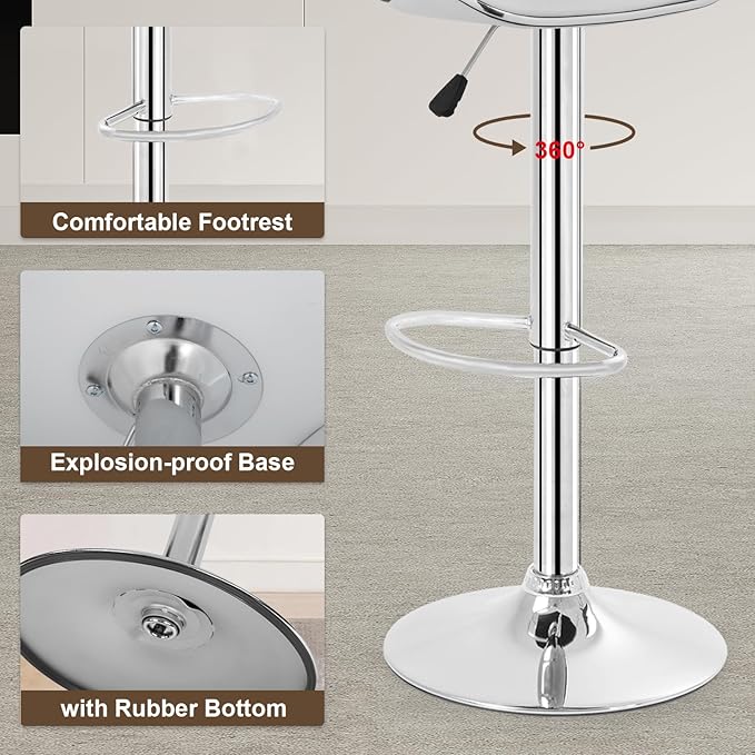 BestOffice Bar Stools Set of 2, Counter Height Adjustable Bar Stools with Back Bar Stool PU Leather Swivel Bar Stool Kitchen Counter Bar Stools Dining Chairs-NeatNest