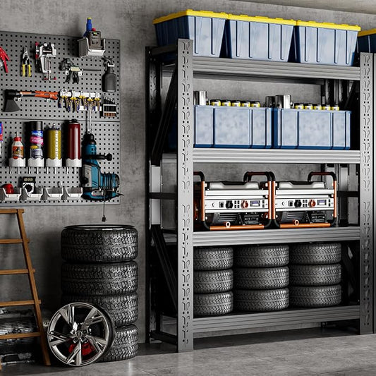 32" W Garage Shelving,4-Tier Heavy Duty Storage Shelves Unit with Adjustable Metal Shelf for Warehouse,Basement,Workshop,3200LBS,32" W x 20" D x 79" H,Black-NeatNest