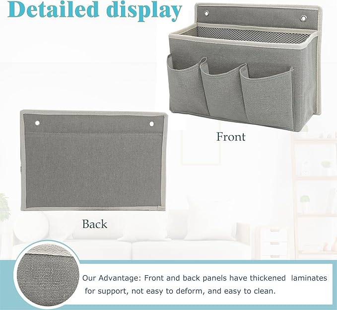 2-Pack Wall Hanging Organizer Bag/Hanging Baskets with Large Mesh Compartment & 3 Pockets，Over the Door Organizer Space Saving Storage for Bedroom,RV Camper, Closet (Gray -2 Pack)-NeatNest
