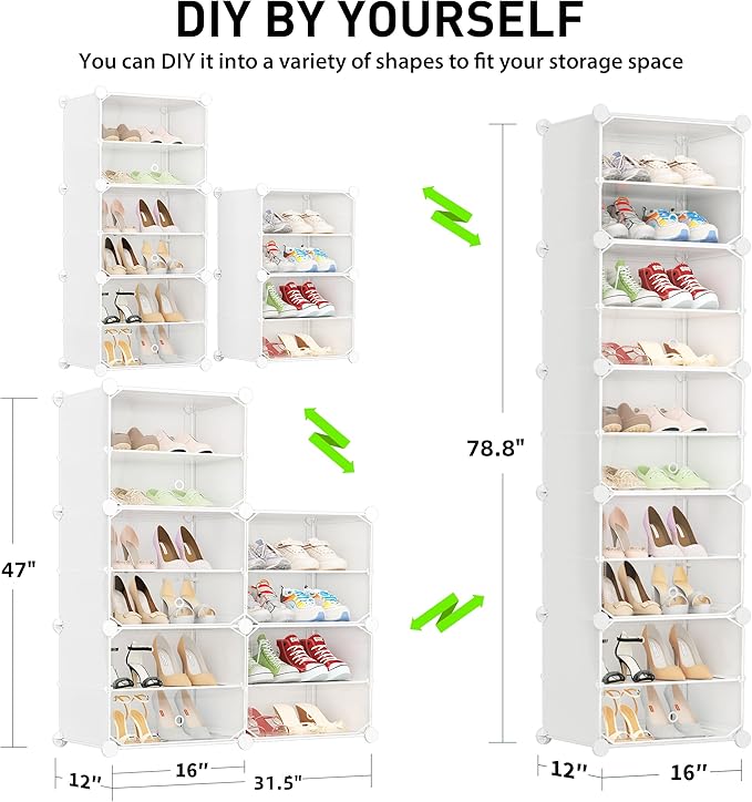 Shoe Storage,10 Tier Shoe Rack Organizer for Closet Shoe Cabinet with Door Shoe Shelves for Closet,Entryway,Hallway,Bedroom-NeatNest