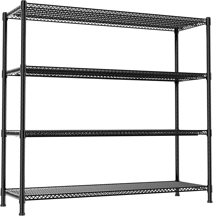 GIOTORENT 59.6" W x 24" D x 72.2" H Heavy Duty Storage Shelves, 2000LB Capacity Metal Shelving with 1IN Adjustable Height, Garage Shelving for Home, Warehouse & Commercial Use, Black