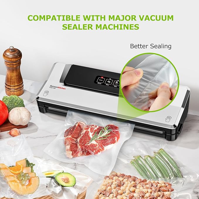 Bonsenkitchen Precut Vacuum Sealer Bags, 100 Gallon 11" x 16" Food Sealer Bags, Food Grade, BPA Free, Heavy Duty, Customized Vacuum Bags for Vac Storage, Meal Prep or Sous Vide Cooking, VB3214-NeatNest