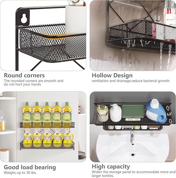 2 Tier Metal Kitchen Counter-top or Wall Mount Spice Rack, Jars Storage Organizer, Cabinet Holder, spice seasoning organizer for Partry (Bronze)-NeatNest