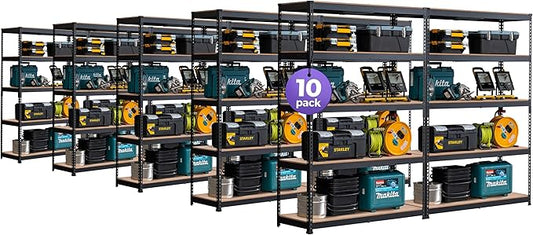 HOMEDANT 5 Tier Laminated Boltless Heavy Duty Garage Storage Adjustable Wide Size Metal Shelving Unit Utility Rack Shelves Organization Shelf Shed Warehouse 47.7" W x 18.2" D x 71.3" H 10Pack-NeatNest