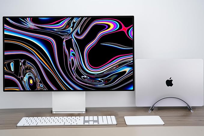 Adjustable Vertical Laptop Stand - 6061 Aluminum, CNC Precision, Anodized Finish, Fits All Laptops Including 17-inch, Ventilated Design, Anti-Slip Silicone Pads, ARC Shaped Stands