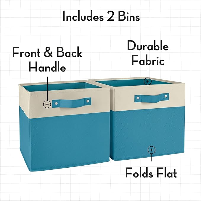 RiverRidge Kids storage bins - 10.5 Cube Storage Organizer with Handles - Turquoise Two-Tone closet organizers and storage for Toys, Shoes & More – Fits Cabinets
