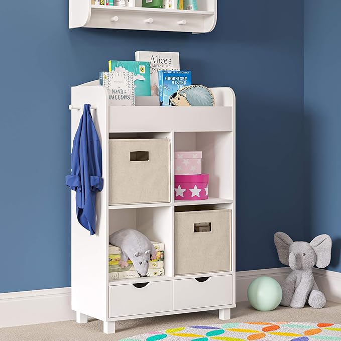 RiverRidge Folding Storage Bins with Handles Taupe Cube Storage Organizer for Closet, Bedroom & Playroom - Closet Organizers and Storage Set of 2-NeatNest