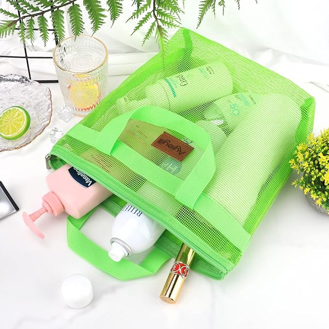 Shower Caddy Portable, Mesh Shower Caddy Tote Bag Quick Dry Hanging Toiletry and Bath Organizer for College Dorm, Gym, Beach, Travel or Camping with Zipper (A-Green)-NeatNest