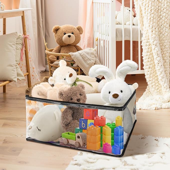 6Pack Clear Blanket Storage Bags, Vinyl Comforter Clothes Storage Closet Organizers and Storage Containers Moving Bags with Reinforced Handle for Bedding, Clothing, Comforters, Pillows, Toys,40L-NeatNest