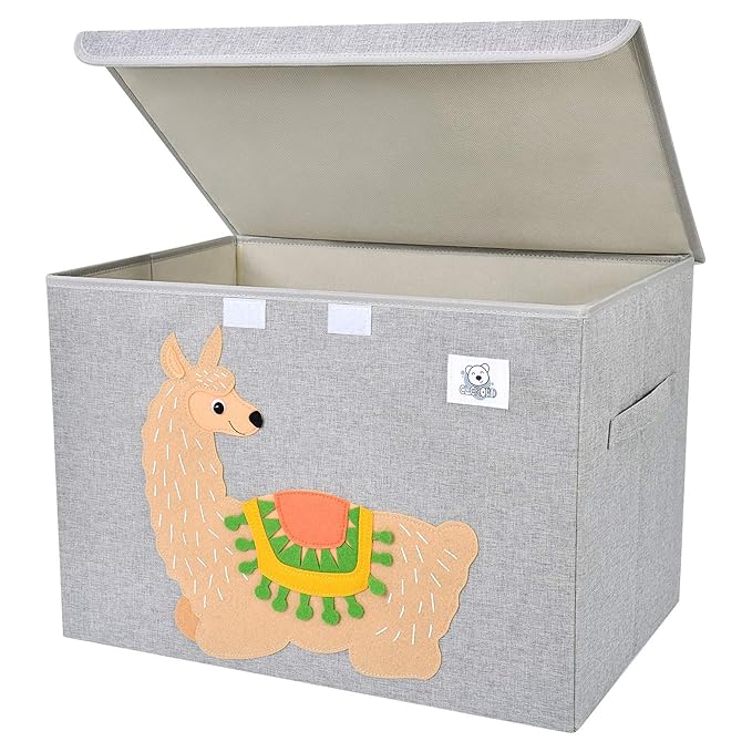 CLCROBD Foldable Large Kids Toy Chest with Flip-Top Lid, Collapsible Fabric Animal Toy Storage Organizer/Bin/Box/Basket/Trunk for Toddler, Children and Baby Nursery (Llama)-NeatNest