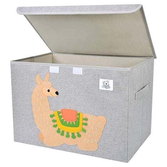 CLCROBD Foldable Large Kids Toy Chest with Flip-Top Lid, Collapsible Fabric Animal Toy Storage Organizer/Bin/Box/Basket/Trunk for Toddler, Children and Baby Nursery (Llama)-NeatNest