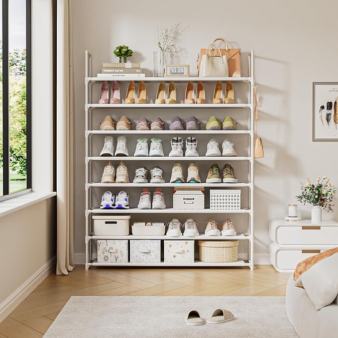 8 Tier Shoe Rack Organizer Large Shoe Storage Rack for Closet Entryway Shoe Holder Space Saving Shoe Shelf Shoe Stand Tall Shoe Tower Metal Shoe Rack Holds up to 32-40 Pairs of Shoes-NeatNest