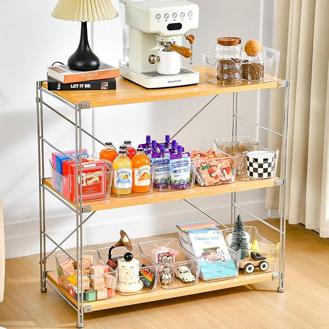 Clear Plastic Storage Bins,12 Pack Pantry Organizers and Storage, Clear Pantry Organizer Bins, Plastic Containers with Handle for Kitchen,Freezer,Cabinet,Closet,Bathroom Under Sink Storage-NeatNest