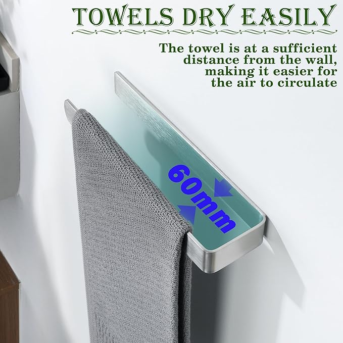 Alise Hand Towel Holder Self Adhesive Towel Ring Towel Hanger for Bathroom Lavatory,SUS304 Stainless Steel Towel Rack Towel Bar for Kitchen Cabinet Side Wash Basin Side Glass Door,Brushed
