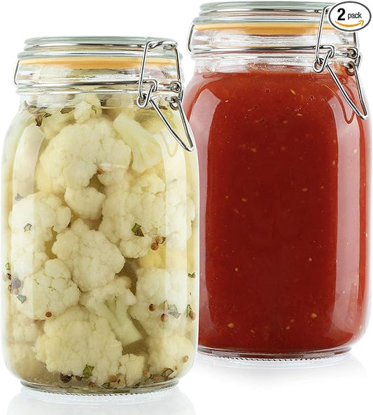 Galashield Glass Jars with Lids 50 oz Food Storage Jars with Airtight Lids Leak Proof Glass Canisters Kitchen Jars [Set of 2]
