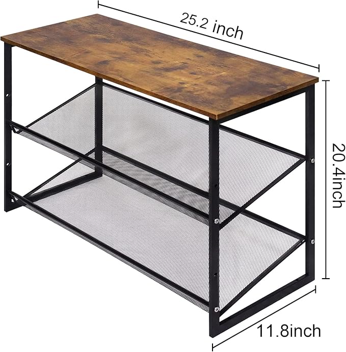 Garden 4 you 3-Tier Tilting Adjustable Freestanding Shoe Rack 6-Pairs 25.2 in Length for Durability and Stability for Entryways, Hallways, Closets, Dormitory Rooms, and Industries，Brown-NeatNest