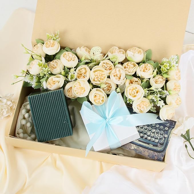 Aimyoo Striped Brown Magnetic Gift Boxes with Lids 13.8x9x4.3 in, Large Bridesmaid Groomsman Proposal Box, Rectangle Collapsible Box for Present Graduation Birthday Storage 5 Pack-NeatNest