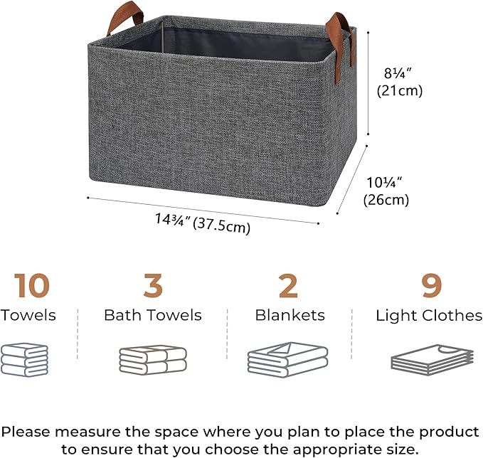 GRANNY SAYS Storage Baskets for Shelves, Closet Organizer Bins, Clothes Storage Bins with Metal Frame, Large Baskets for Organizing and Storage, Collapsible, Dark Gray, 2-Pack-NeatNest