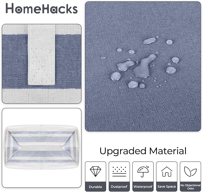 HomeHacks 2-Pack Large Laundry Basket, Waterproof, Freestanding Laundry Hamper, Collapsible Tall Clothes Hamper with Extended Handles for Clothes Toys in the Dorm and Family (Blue, 100L)-NeatNest