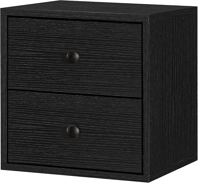 FUSUNBAO Magic DIY Cube Storage Organizer Stackable Cubes for Home Books Clothes Toy-Modular Cubby Storage System-Office Cubical-Bookcase Closet (Black, Drawer Cube)-NeatNest