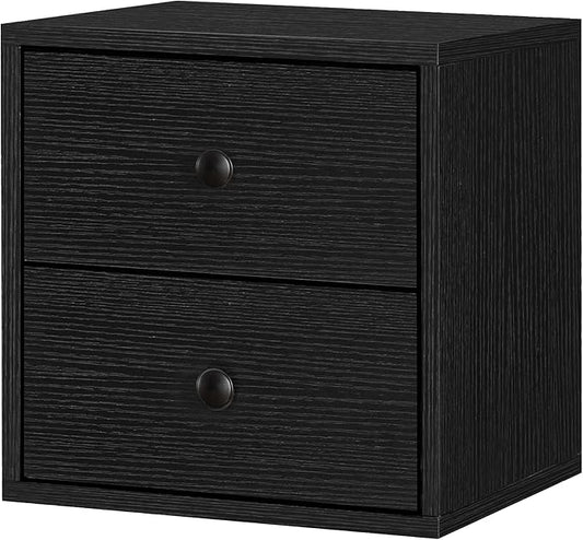 FUSUNBAO Magic DIY Cube Storage Organizer Stackable Cubes for Home Books Clothes Toy-Modular Cubby Storage System-Office Cubical-Bookcase Closet (Black, Drawer Cube)-NeatNest