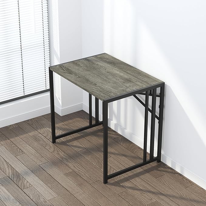 32 inch Small Folding Desk, Writing Gaming Computer Camping Desk for Small Spaces, No Assembly Required Home Office Desk, Black Oak-NeatNest