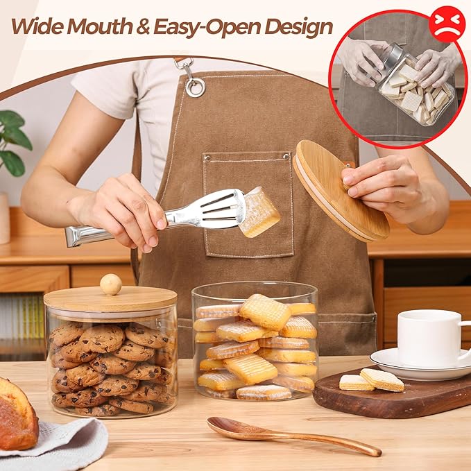 ComSaf Half Gallon Cookie Jar, Large Glass Jar with Lid Set of 2, 1.8 Qt Glass Food Storage Containers, Flour Sugar Storage Containers for Candy Cereal Nuts Beans, Canisters Sets for The Kitchen-NeatNest