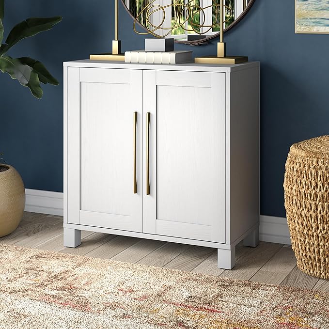 Henn&Hart 28" Wide Rectangular Accent Cabinet in Cloud White, for Home, Living Room, Bedroom, Entertainment Room, Office