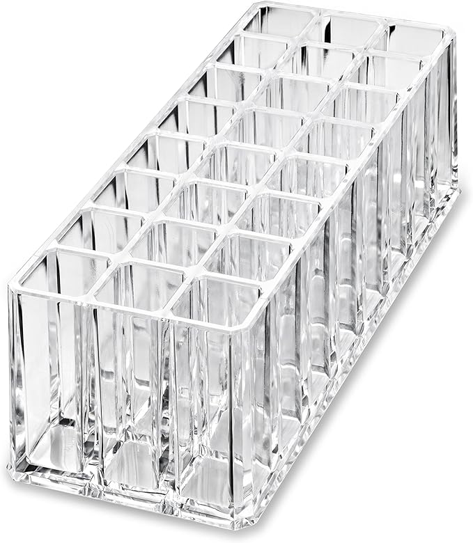 BY ALEGORY Acrylic Makeup Tool Organizer 24 Space Storage Deep Slot Refillable Container For Long Cosmetic Beauty Tool Organization Display Case (2)-NeatNest