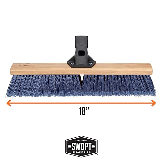 SWOPT 18” Premium Multi-Surface Push Broom Cleaning Head — Indoor and Outdoor Push Broom — Interchangeable with All SWOPT Cleaning Products for More Efficient Cleaning and Storage